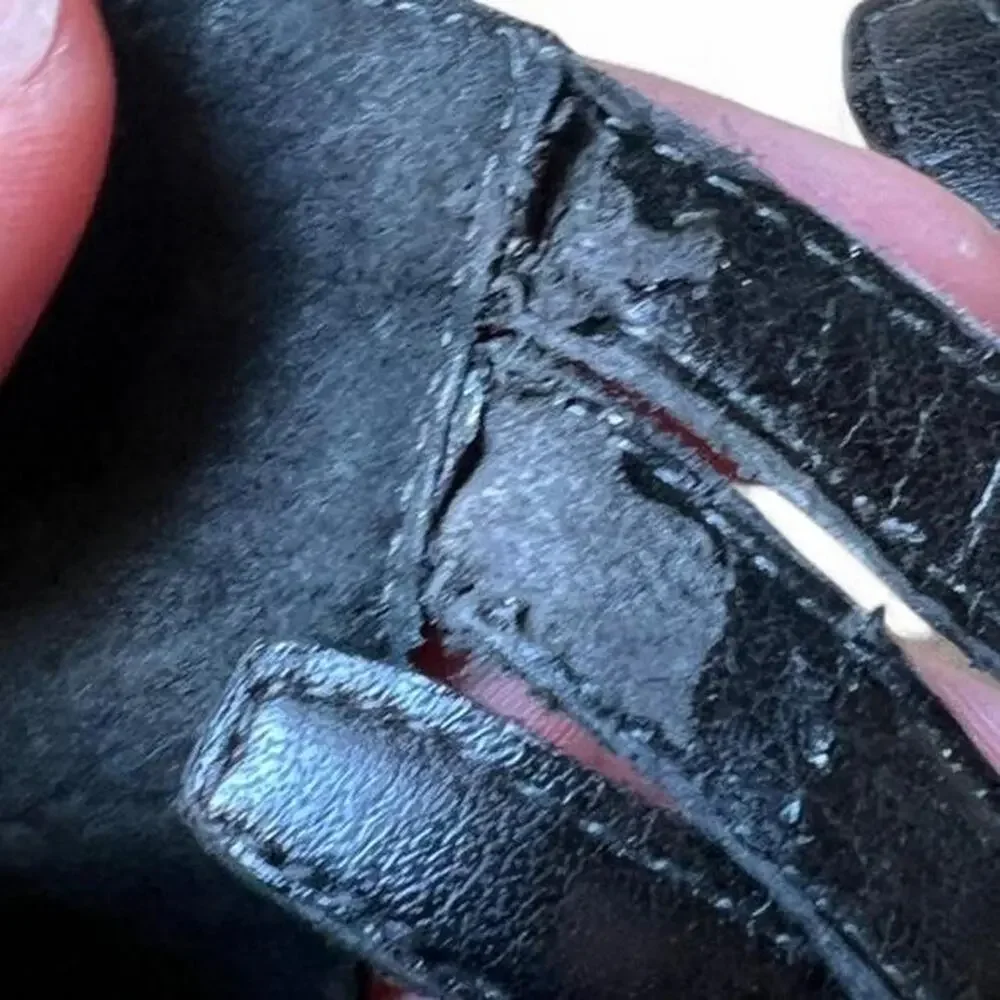 Ralph Lauren black leather wedge